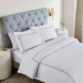 Chain Links Cotton Embroidered 3 Piece Duvet Cover Set